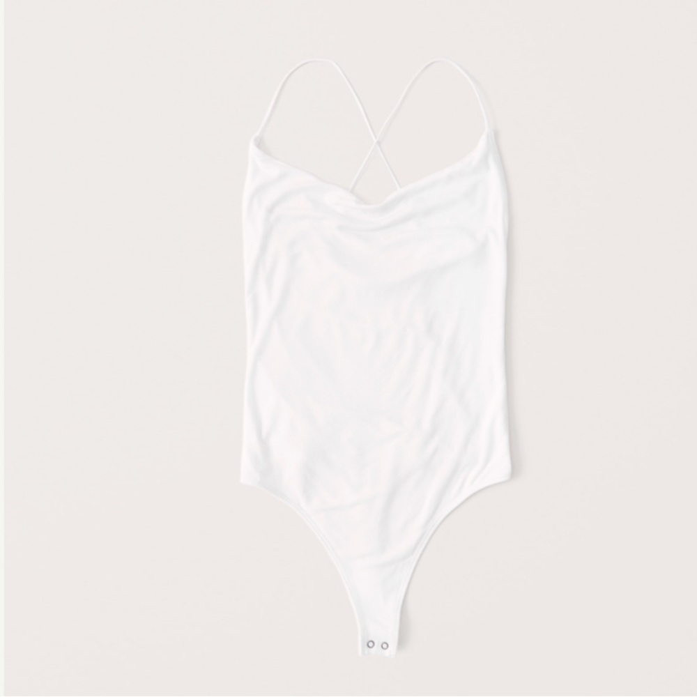 Abercrombie & Fitch White Draped Cowl Bodysuit